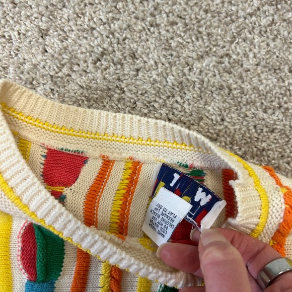 Vintage Sweater Clothes Textured Sweater Women Small/Medium USA Made 90s Cotton - Picture 9 of 10